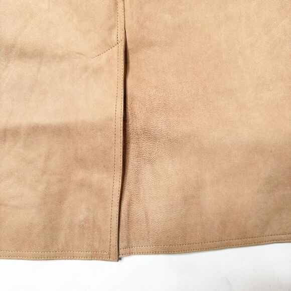 Emma Cook Camel Tan Knee Length 100% Genuine Suede Leather Skirt Womens Size S/M - Picture 6 of 8
